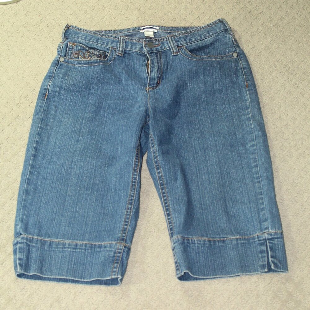 Vintage Christopher & Banks Women's 8 Stretch Crop Wide Leg Mid Rise Blue Jeans